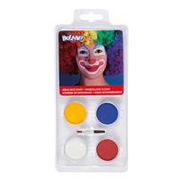 Eigen merk Set Palet schmink op waterbasis Clown (4 potjes en 1 applicator)