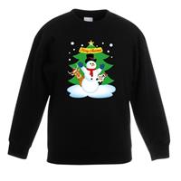 Shoppartners Kersttrui sneeuwpop en vriendjes zwart kinderen (110/116) Zwart
