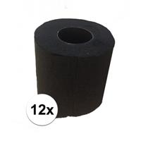 Halloween - 12x Zwart toiletpapier Zwart
