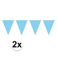 2x Mini vlaggenlijn / slinger versiering baby blauw Zwart