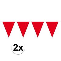 2x Mini vlaggenlijn / slinger versiering rood Zwart
