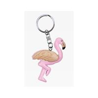 Houten flamingo sleutelhanger Roze