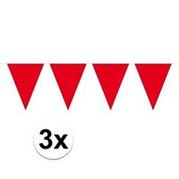 3x Mini vlaggenlijn / slinger versiering rood Zwart