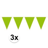 3x Mini vlaggenlijn / slinger versiering lime groen Zwart