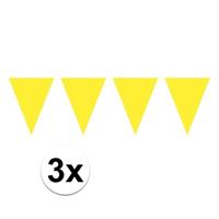 3x Mini vlaggenlijn / slinger versiering geel Zwart