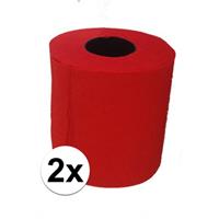 2x Rood toiletpapier Rood