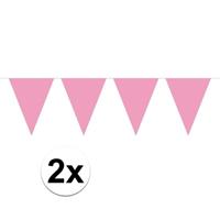 2x Mini vlaggenlijn / slinger versiering baby roze Zwart