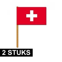 2x Luxe grote zwaaivlaggen Zwitserland Multi