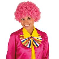 Clownspruik met roze krulletjes verkleed accessoire Roze