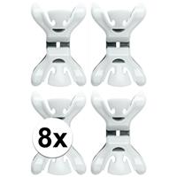 8x Slingers/decoratie ophangen slingerklemmen wit Wit