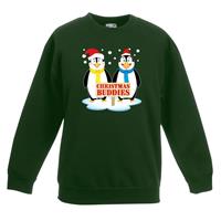 Shoppartners Kersttrui met pinguin vriendjes groen kinderen (110/116) Groen