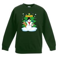 Shoppartners Kersttrui sneeuwpop en vriendjes groen kinderen 9-11 jaar (134/146) Groen