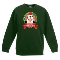 Shoppartners Kersttrui met een pinguin groen jongens en meisjes (110/116) Groen
