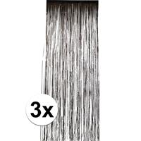 3x Zwart versiering deurgordijn Zwart