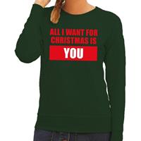 Shoppartners Foute kersttrui All I Want For Christmas Is You groen dames Groen