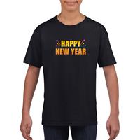 Shoppartners Happy new year t-shirt zwart voor kinderen