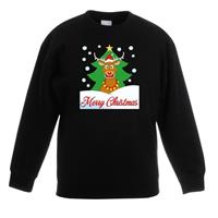 Shoppartners Kersttrui Merry Christmas rendier zwart kinderen 3-4 jaar (98/104) Zwart