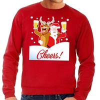 Shoppartners Foute kersttrui cheers met dronken kerstman rood heren (48) Rood