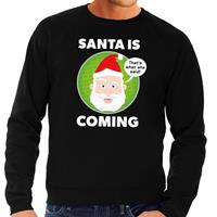 Shoppartners Foute kersttrui Santa is coming zwart voor heren