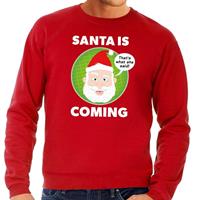 Shoppartners Foute kersttrui Santa is coming rood voor heren