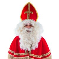 Luxe Sinterklaas pruik met baard en snor Wit