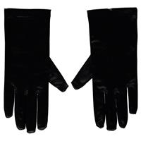 Zwarte gala handschoenen kort van satijn 20 cm Zwart