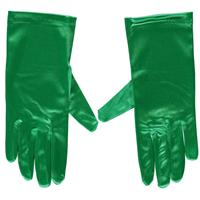 Groene gala handschoenen kort van satijn 20 cm Groen