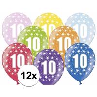 Ballonnen 10 met sterretjes 12x Multi