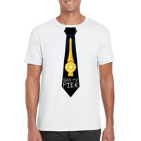 Shoppartners Fout kerst t-shirt wit Suck my Piek stropdas voor heren
