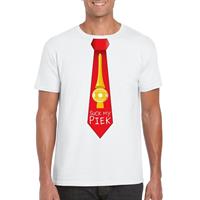 Shoppartners Fout kerst t-shirt wit Suck my Piek rode stropdas voor heren