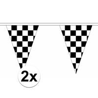 2x stuks polyester vlaggenlijnen race finish 5 meter Multi