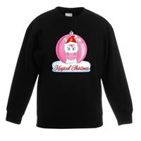 Shoppartners Kersttrui met roze eenhoorn kerstbal zwart voor meisjes