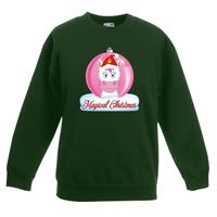 Shoppartners Kersttrui met roze eenhoorn kerstbal groen voor meisjes