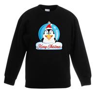 Shoppartners Kersttrui Merry Christmas pinguin kerstbal zwart kinderen (110/116) Zwart