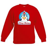Shoppartners Kersttrui Merry Christmas pinguin kerstbal rood kinderen (110/116) Rood