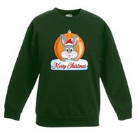 Shoppartners Kersttrui Merry Christmas konijn kerstbal groen kinderen (122/128) Groen