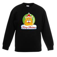 Shoppartners Kersttrui Merry Christmas oranje kat / poes kerstbal zwart kinde 9-11 jaar (134/146) Zwart
