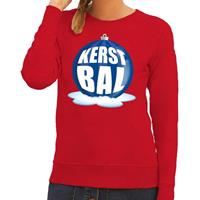 Shoppartners Foute kersttrui kerstbal blauw op rode sweater voor dames