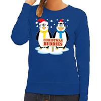 Shoppartners Foute kersttrui pinguin vriendjes blauw dames Blauw