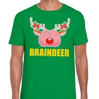 Shoppartners Foute Kerst t-shirt braindeer groen voor heren