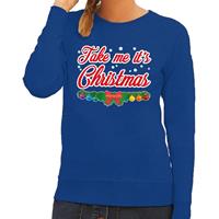 Shoppartners Foute kersttrui blauw Take Me Its Christmas voor dames