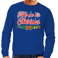 Shoppartners Foute kersttrui blauw Take Me Its Christmas voor heren