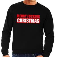 Shoppartners Foute kersttrui Merry Fucking Christmas zwart voor heren