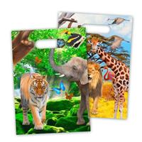 8x Safari/jungle themafeest feestzakjes 18 x 29 cm Multi