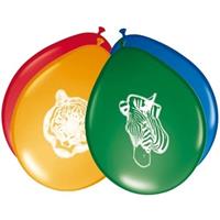8x Safari/jungle themafeest ballonnen 27 cm Multi