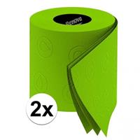 2x groen toiletpapier Groen