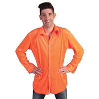 Fluwelen oranje overhemd voor heren