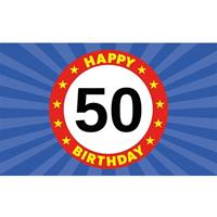 Shoppartners Happy Birthday 50 jaar versiering vlag 150x90 Multi