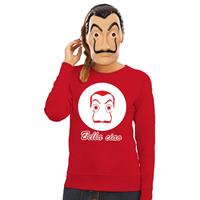 Shoppartners Rode Salvador Dali sweater met La Casa de Papel masker dames Rood