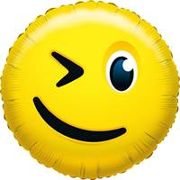 Folie ballon knipoog smiley 35 cm Geel